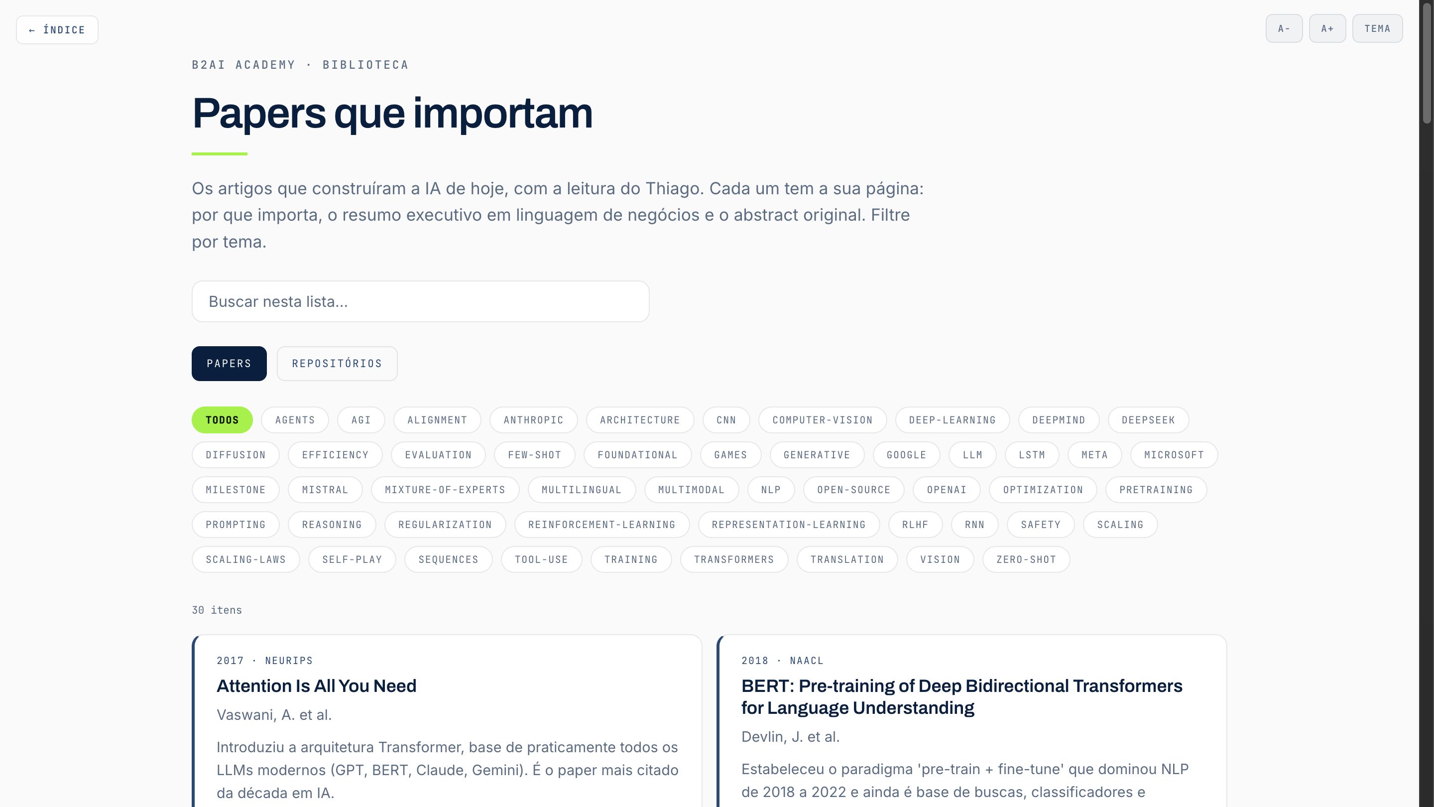 Biblioteca de papers e repositórios