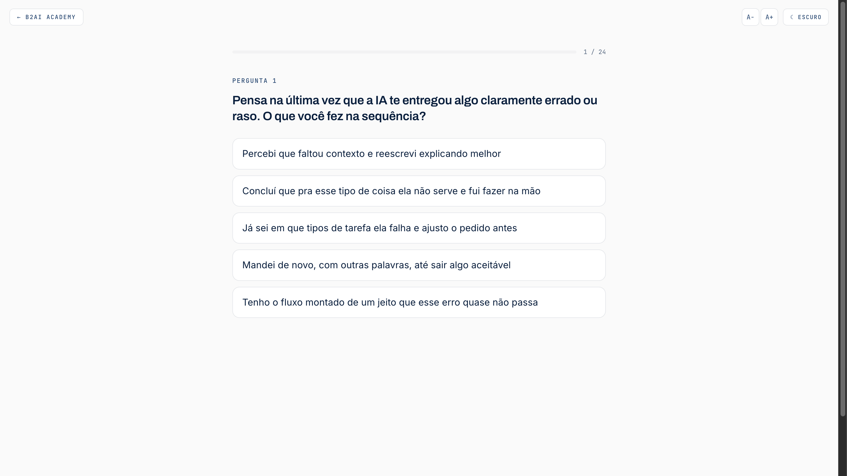 Diagnóstico que mede o ponto de partida do time